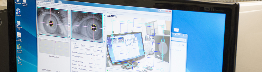 Eye-tracking software on a monitor in the Human Performance Assessment and Modeling Lab